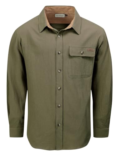 Drazivon Men's Button Down Long Sleeve 100% Cotton Flannel Shirt Olive 3XL - image 1