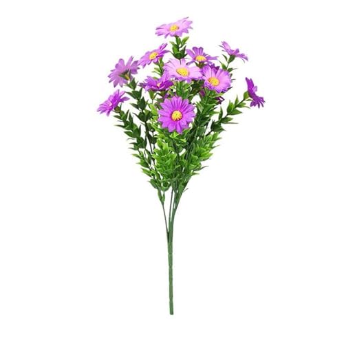 Ramo conmemorativo de flores artificiales de seda para cementerio de flores de cementerio de plástico sintético para colgar ventanas, centros de mesa, decoración para bodas, color morado, talla única
