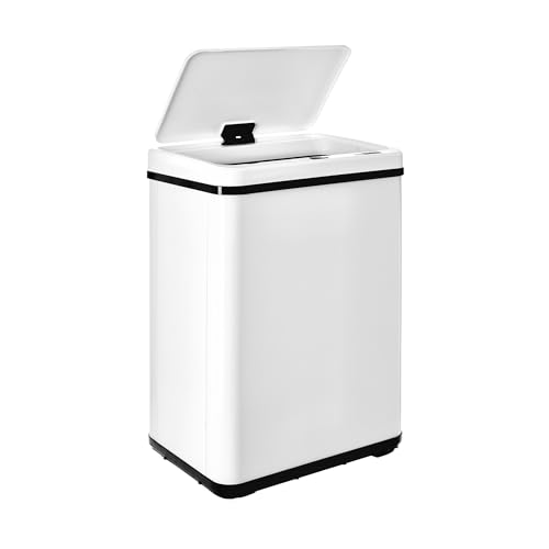 WELL HOME MOBILIARIO & DECORACIÓN Cubo de Basura Inteligente SIN Patas con Apertura automática y Contacto Manual de 40L, Alto: 55,5 (x35,5x26), Blanco.