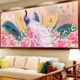 Toile peinture salon et chambre pour créer une ambiance naturelle et élégante avec paon