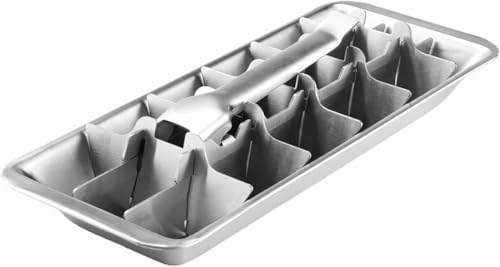 Smowfes Stainless Steel Ice Cube Trays for Freezer - 18-Slot Metal Ice Trays with Easy Release Handle | Detachable & Dishwasher Safe Ice Cube Molds for Bars, Kitchens, Cocktails