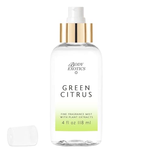 BODY EXOTICS GREEN CITRUS Body & Hair Perfume Mist 4 Oz - an Incredibly Uplifting Blend of Bergamot, Grapefruit, Clementine and Lemon Zest - with Plant Extracts. Great Gift or Stocking Stuffer.