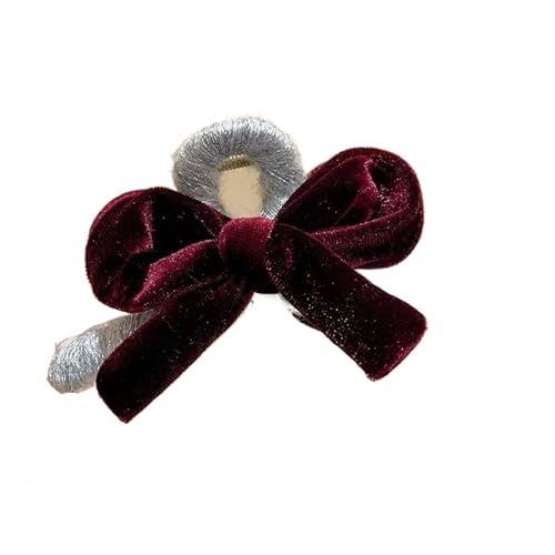 Pince à cheveux nœud en velours rouge vin pour femme