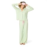 P.J. Salvage Women's Pupcation Palms Kiwi Stripe 3-Piece PJ Set, Kiwi, Large