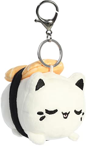 Aurora® Tasty Peach® Salmon Sushi Meowchi Keychain Plush - White 3.5 Inches