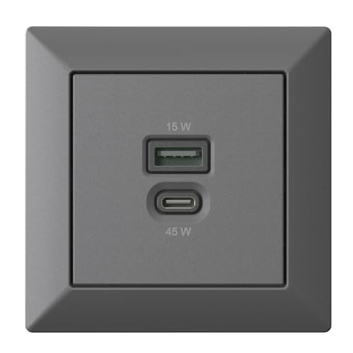 Station de recharge USB encastrable résout le manque de prises USB-C 45W anthracite