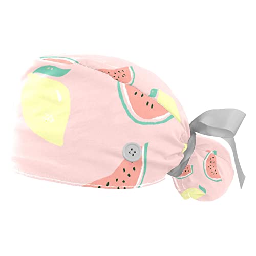 Chapeaux de travail respirants JDEZ (lot de 2) motif melon d'eau et citron pour hommes et femmes