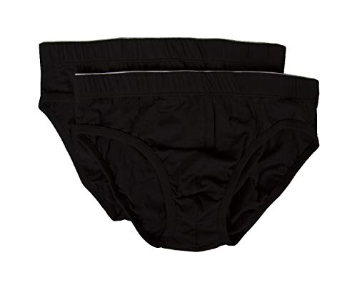 PEROFIL Pack de 2 Braguitas de Hombre bi-Pack Medio algodón bielástico artículo VPRT00311, 0031 Nero - Black, I 5 - D 6 - INT L