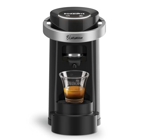 Serbatoio 0.9L CAFFÈ BORBONE Bluemoon Macchina da Caffè a Cialde – Elegante Design Nero, Multifunzione per Espresso, Infusi e Bevande Calde, Pressione 15 bar, Serbatoio 0.9L