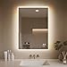 PINNIP Specchio Bagno con Luce, LED Specchio Rettangolare da Parete, Smart Mirror, Antifog, Dimmerabile 3 Colori, Vetro Temperato HD, Orizzontale/Verticale (Rettangolare, 60 x 45 cm)