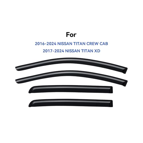 Image of Window Visors Rain Guards for 2017-2024 Nissan Titan & 2016-2024 Nissan Titan XD Crew Cab, Out-Channel Window Vent Wind Deflectors Visors Shades