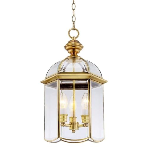 SXSKPP Lámpara Colgante Moderna y Creativa Pantalla de Cristal Transparente para Exteriores, 3 Luces, E14, de latón Resistente al Agua, para Techo, para Patio, pabellón.