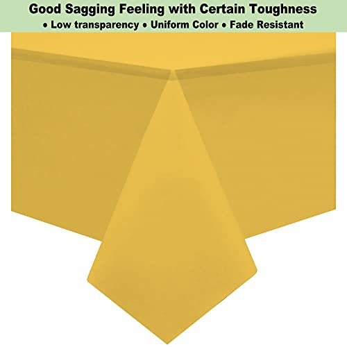 Plastic Yellow Tablecloths 3 Pack Disposable Table Covers 54 In. X 108 In. Table Cloths Bridal Shower Party Tablecovers For Parties Engagements Weddings Festivals, Fits 6 To 8 Foot Rectangle Tables #TOP2