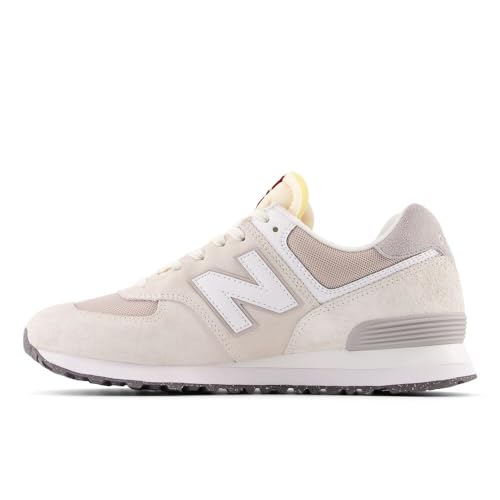 Image of New Balance Unisex 574 V2 70s Racing Sneaker,Sea Salt /Nb 102 White,Men 5.5 / Women 7
