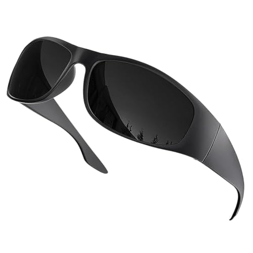 grinderPUNCH Super Dark CAT 4 Sunglasses Polarized Blackout Lenses for Light Sensitivity & Migraine Relief Wrap Around Darkest Sunglasses - Matte/Black Superdark