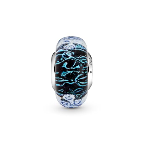 PANDORA Colours Wavy Murano Glass Charm, Dunkelblau, Non-Precious Metal, Rhinestone2