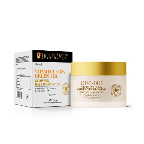 Soulflower Sun Protect SPF 30+ Face Vitamin C Hyaluronic Acid Glowing Skin Day Cream For Rs. 278 @ 60 %