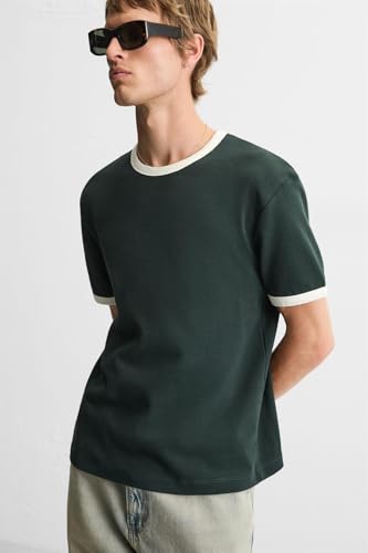 Image of Alan Jones Clothing Men's Regular Fit Stretch Cotton T-Shirt | Round Neck Short Sleeve Contrast Trim Tee | Casual Crew Neck T-Shirt for Men