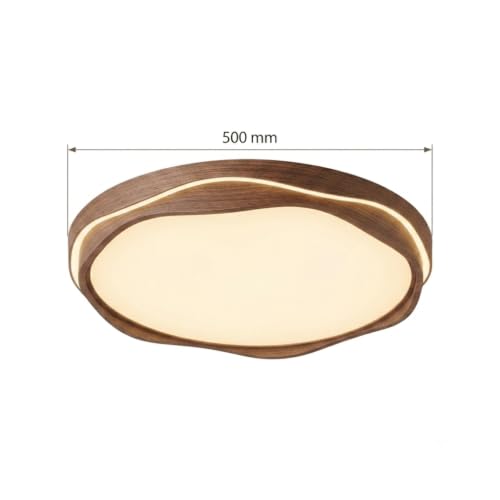 Image of 3C LED Ceiling Light, Modern Designer Ceiling Lamp with Round Wave Frame Design for Bedroom, Living Room, Hall & Home Decor|Walnut-Wood