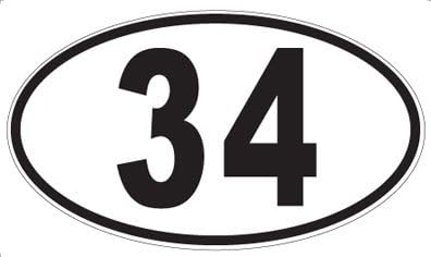 Amazon.com: Number 34 Oval Sticker : Automotive