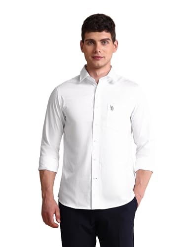 Image of U.S.Polo Association Men's Solid Tailored Fit Satin Shirt