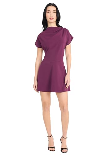 Amazon.com: Donna Morgan Women's Mini A-Line Cap Sleeve Round Neck Fitted  Waist Structured Shoulder Dress, Italian Plum : Clothing, Shoes & Jewelry