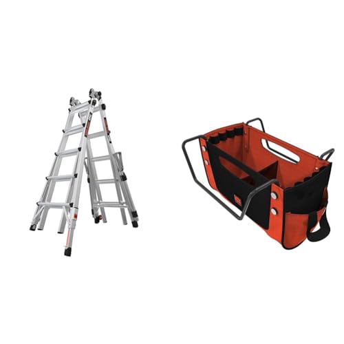 Little Giant 22 ft Aluminum Multi-Position 300 lbs Capacity Epic Ladder Bundle with Cargo Hold Tool Pouch Accessory