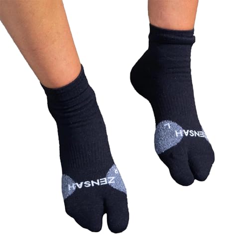 Zensah Compression Bunion Sport Socks - Bunion Relief Corrector Socks with Big Toe Separator (1 Pair - Black, Large)