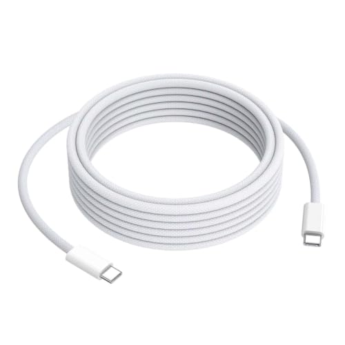 Image of Mindmaker 240W USB-C Fast Charging Cable 2M, Braided Type C MacBook Charger Cable Compatible with MacBook Pro /Air M1 M2 M3, iPad Pro, iPhone 15 - White Nylon, MFi Certified