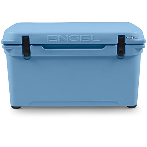 Engel Coolers ENG65 Cooler | 70 Can High Performance Durable Seamless Rotationally Molded Ice Box for Camping, Hunting, and Fishing - Arctic Blue
