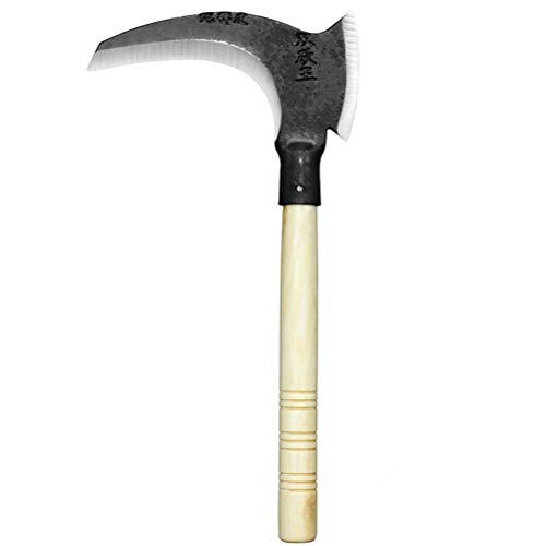 Foice de jardinagem agrícola de aço de dupla utilização Cabo de madeira Machado Gancho de colheita a