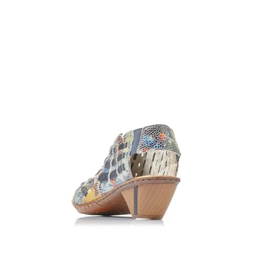 Image of Rieker 46778 Sina Women's Heels - Sling-Backs, Leather Upper, Hand-Woven Design, Anti-Stress Comfort, Flexible Sole, Secure Fit, and Timeless Everyday Style
