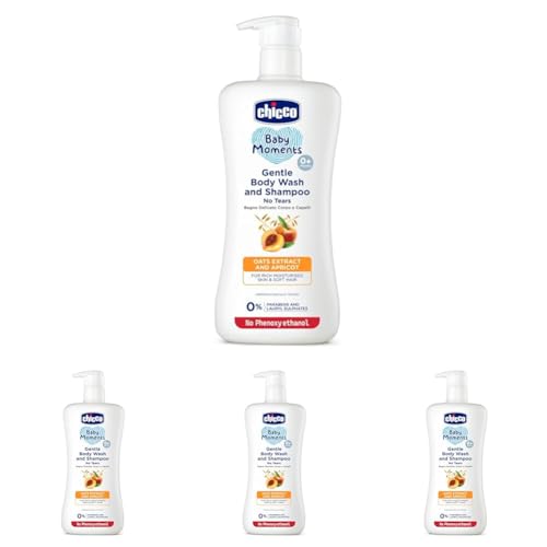 Image of Chicco Baby Moments Gentle Body Wash And Shampoo For Rich Moisturised Skin & Soft Hair 500ml (Pack of 4)