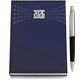generico Agenda 2026 giornaliera A5 21x15 cm multilingua cover cartone, copertina rigida colore casuale (Blu)