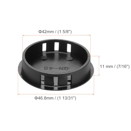 Image of MECCANIXITY 64PCS 42mm /1.65 inch Black Plastic Hole Plugs, Flush Type Panel Hole Plugs Insert End Caps for Locking Hole Tubes Furniture Cabinet