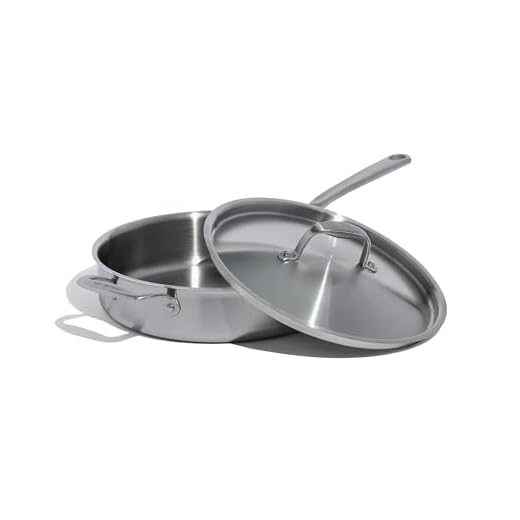 Made In Cookware - 3.5 Quart Stainless Steel Saute Pan - 5 Ply Stainless Clad - Professional Cookware - Induction Compatible Italy
