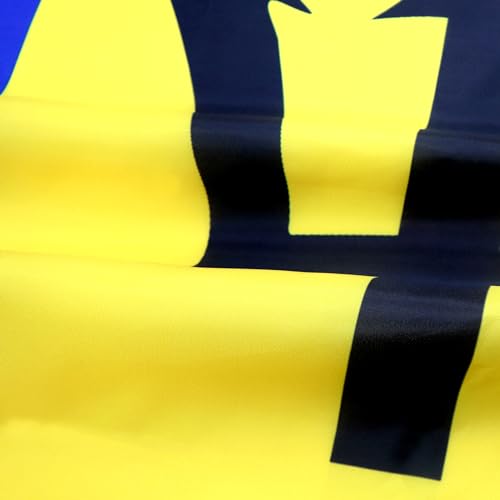 Image of AZ FLAG Set of 5 Barbados Flags - 90 x 60 cm - 100% Polyester Barbados Flag with Integrated Metal Eyelets