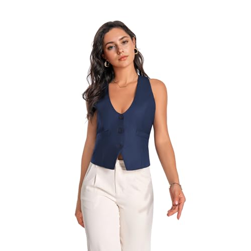 YUNCLOS Womens Versatile Racerback Vest Casual Vintage Steampunk Dressy Suit Waistcoat2