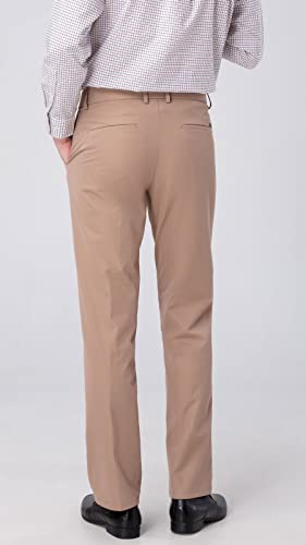 Plaid&Plain Men's Dress Pants Straight Fit Stretch Khaki Pants Wrinkle Free2