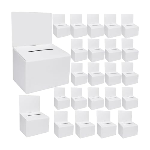 Giuneuow Paquete de 24 Urnas de Cartón con Ranura, Cajas para Rifas de 6x6 Pulgadas, Cajas de Sugerencias con Ranura Extraíble, Cajas para Donaciones