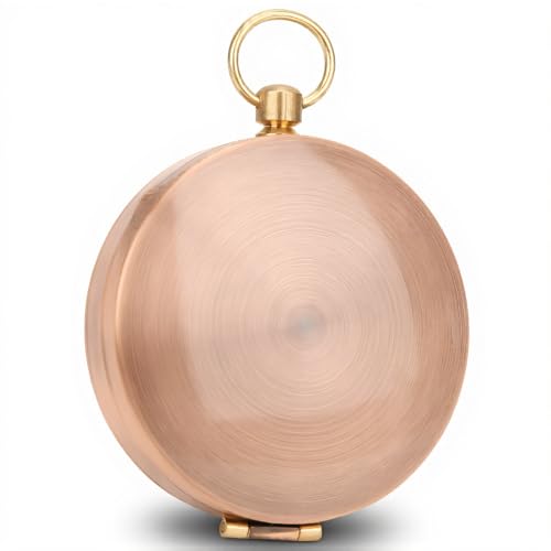 Brújula de bolsillo metálica vintage de cobre miniatura 1