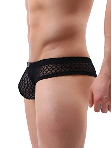 iKingsky Men's Cheeky Boxer Briefs Sexy Low Rise Pouch Men Thong See Through Mens Underpanties3