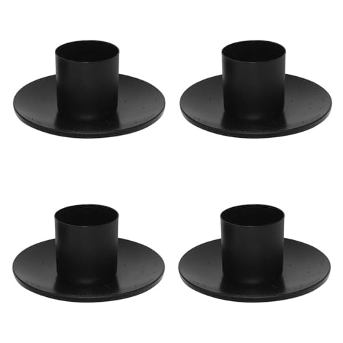 Portacandele Porta Candele in Metall, 4 Pezzi Rotondo/Struttura Nera Candelieri,Porta