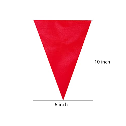 Tibijoy 260 Feet Red Pennant Banners Flags Diy String Triangle Bunting Flags Polyester Banners For Party Grand Opening,Christmas Party,Outdoor Decorations,150 Pcs #TOP3