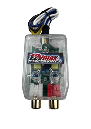 12vMax Electronics 12VMAX ELECTRONICS Compact Transparent 2 Channel High Level Speaker Signal to Low Level RCA Adapter High to Low Output Adjustable