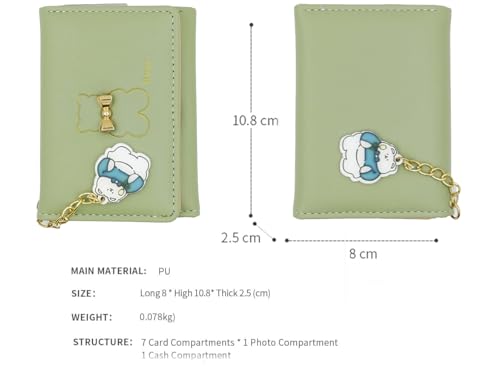 Image of Valerie Floral Small Wallet for Girls Women Tri-Folded Wallet Cash Pocket Flowers PU Leather Print Card Holder Coin Purse with ID Window (Green)