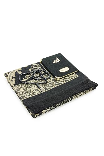 ihvan online Prayer Gift Set for Men & Women, Muslim Taffeta Prayer Rug, Salah Mat, Beads Rosary - Image 3