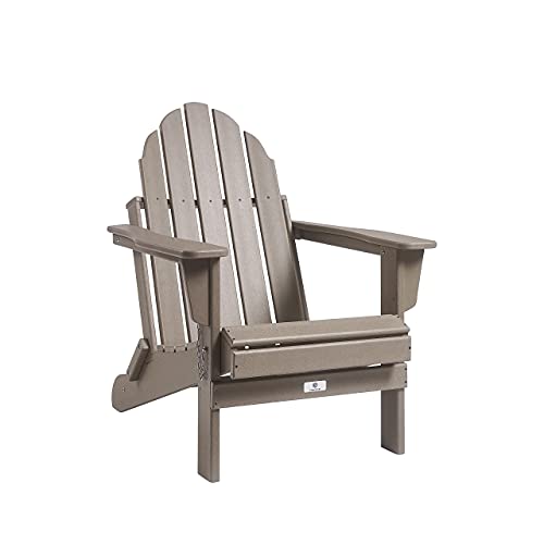 Ehomexpert Classic Outdoor Adirondack Folding Chair for Garden Porch Patio Deck Backyard, Weather Resistant Accent Furniture, Brown