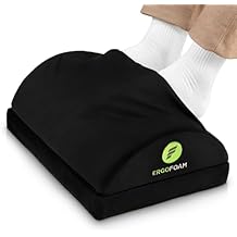 ErgoFoam Foot Rest for Under Desk at Work with Warm Feet Pocket - Chiropractor-Endorsed Foot Rest Warmer, High-Density Foam, Velvet