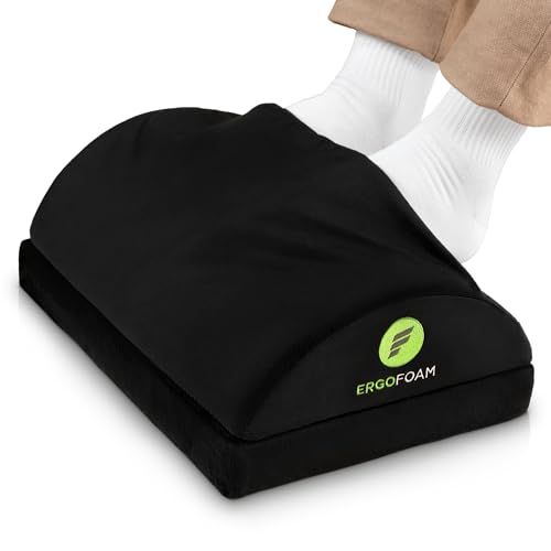 Image of ErgoFoam Foot Rest for Under Desk at Work with Warm Feet Pocket - Chiropractor-Endorsed Foot Rest Warmer, High-Density Foam, Velvet